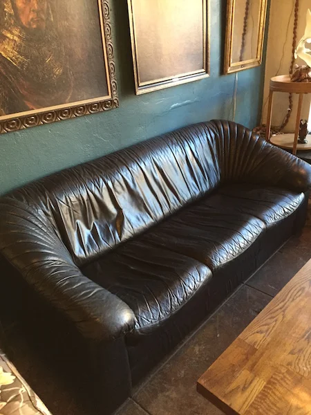 Vintage italian leather sales sofa